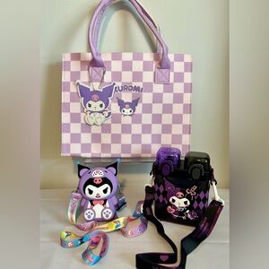 Kuromi Checkered Tote and Accessories Set
